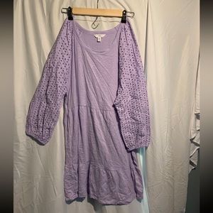 Long sleeve eyelet dress